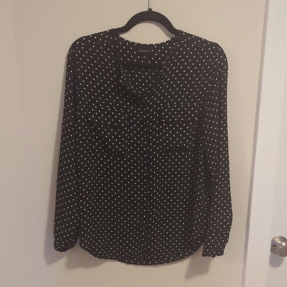 Who What Wear Black Buttoned Blouse